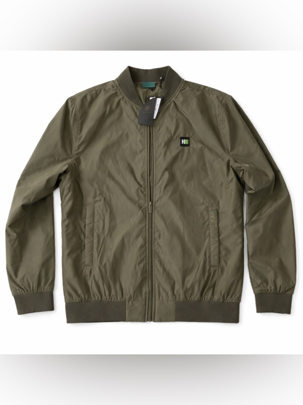 Rare Rabbit Bomber Jacket XL NWT HackerRank Tech Logo Olive Green